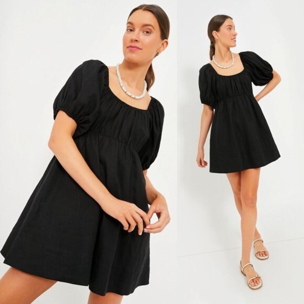 NEW Tuckernuck Pomander Place‎ Dress Puff Sleeve Black Babydoll Mini Dress XL